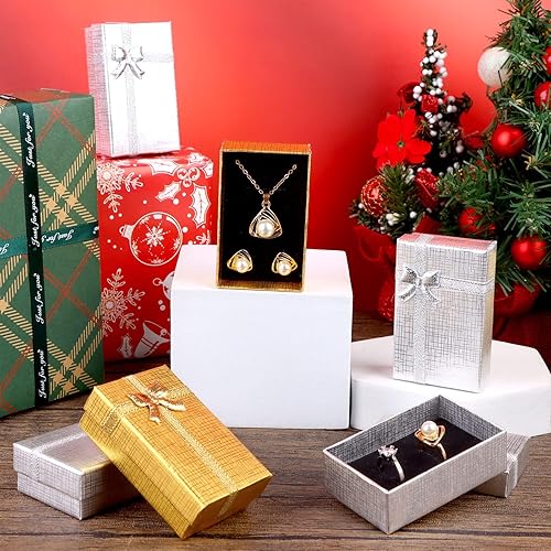 Miniatura 5 de craftshou 32 cajas de regalo de joyería, cajas de cartón con tapas, relleno surtido, cajas de papel para aretes, anillos, anillos, colgantes,