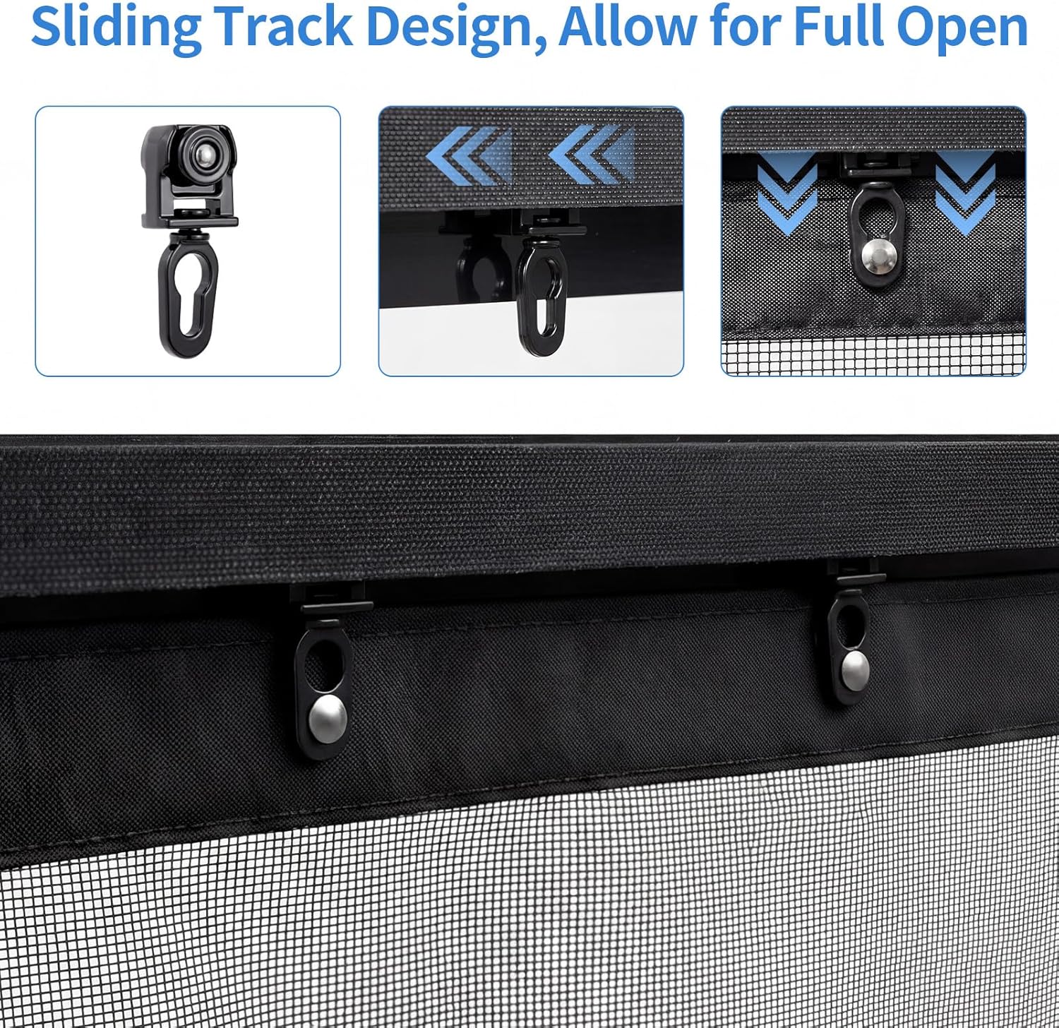 48x80 inch Magnetic Screen Door with Slide Track, Retractable Fiberglass Mesh for Wide Entry & French Doors, 4cm Widened Top, Easy Storage Slide System