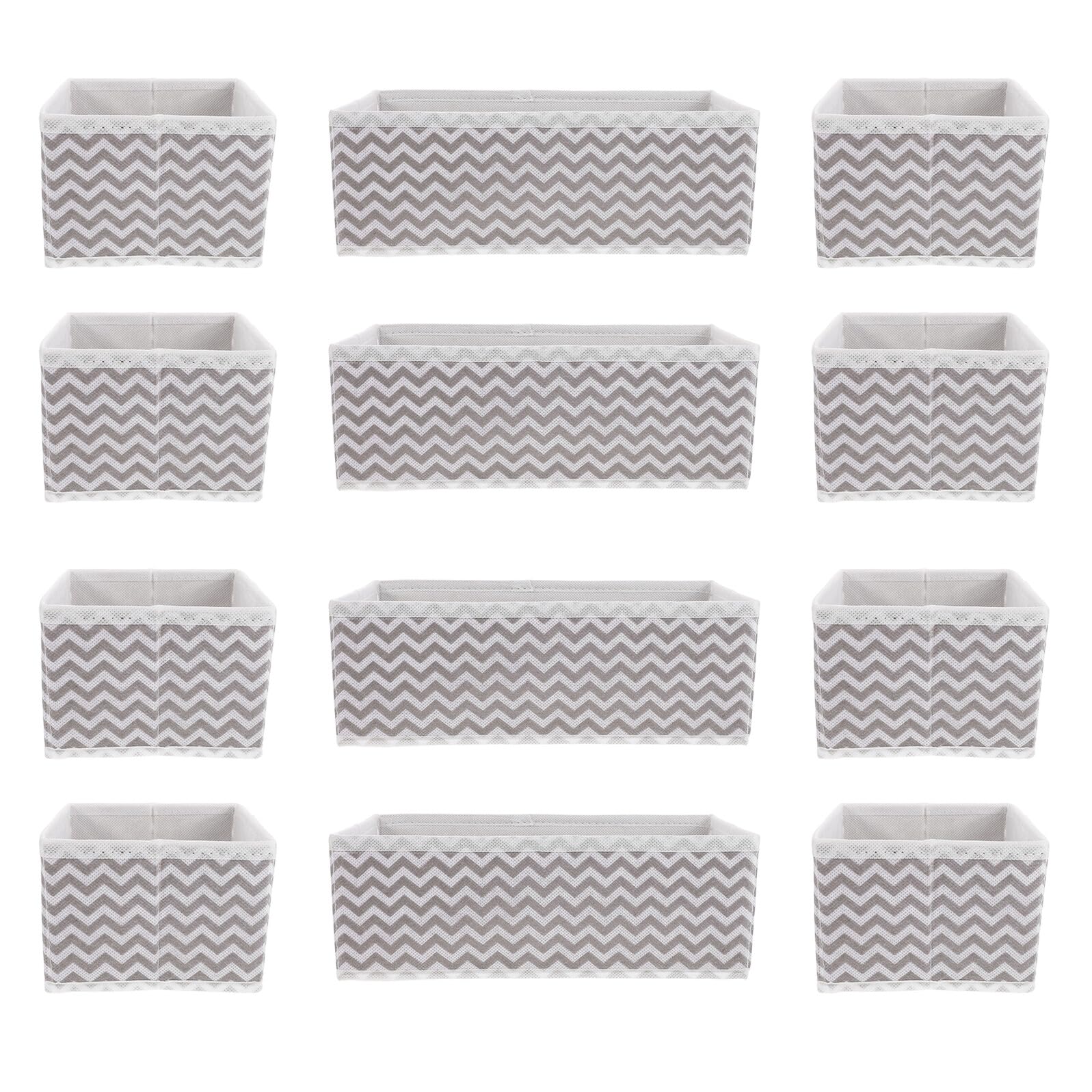 Housoutil Organizador de Cajones para Ropa Interior y Calcetines Caja Plegable de Tela No Tejida Diseño Ondulado Set de 12 Piezas 4 Medianas y 8 Pequeñas Separadores para Armario y