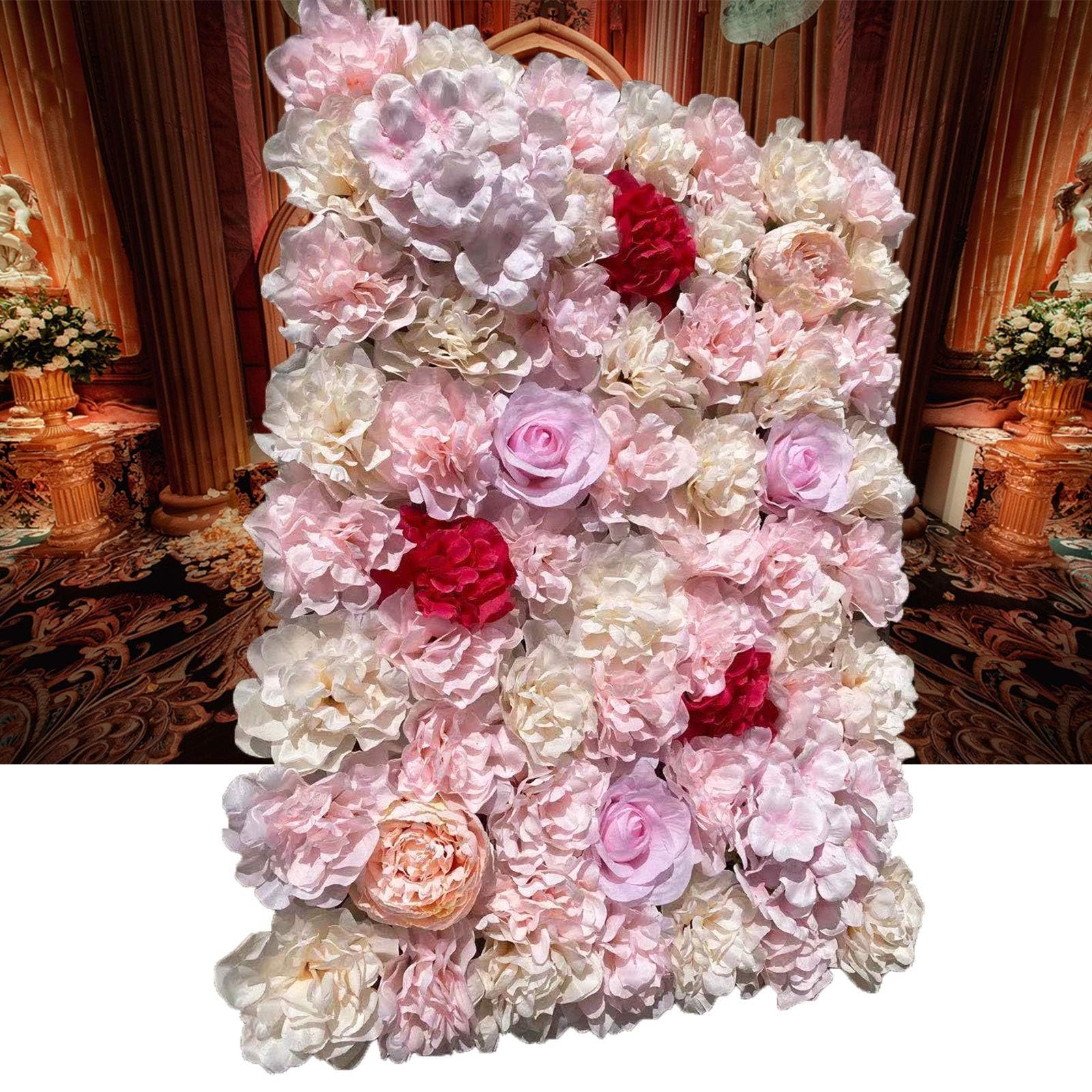 Parete Di Fiori Artificiali 60*40cm, 20 Pannelli Di Fiori Di Rosa Fatti A Mano, Pannello Floreale Di Ortensia Di Seta Romantica, Sfondo For Feste Di Matrimonio, Casa, Giardino, Fai Da Te, Decorazione