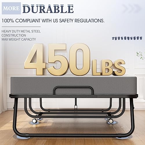 Miniatura 7 de INTERGREAT Cama plegable con colchón, colchón de espuma viscoelástica de 75 x 31 pulgadas de grosor, camas portátiles de tamaño cuna para adultos,