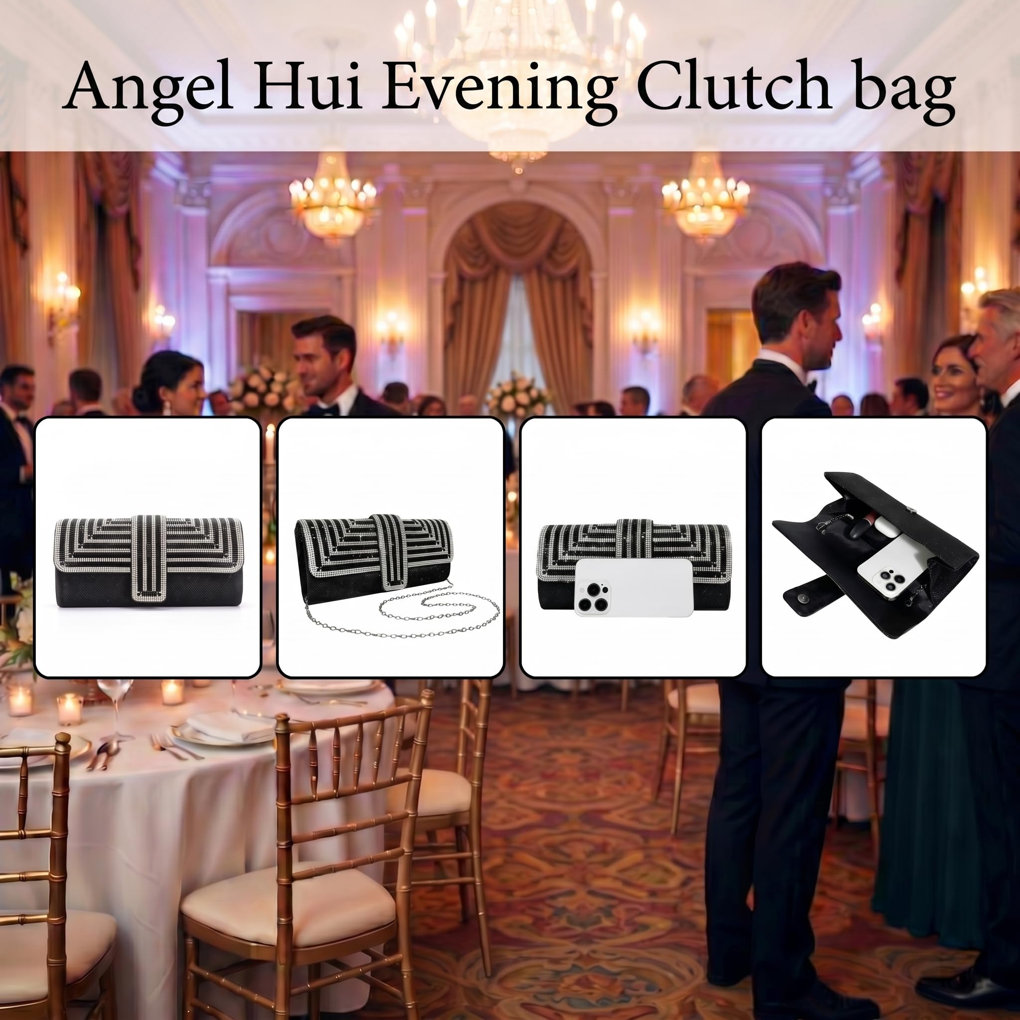 Bolso de mano de noche brillante para mujer, bolso de mano de cadena brillante con cadena desmontable, embrague de diamantes de imitación con purpurina, bolso de hombro femenino con diamantes de