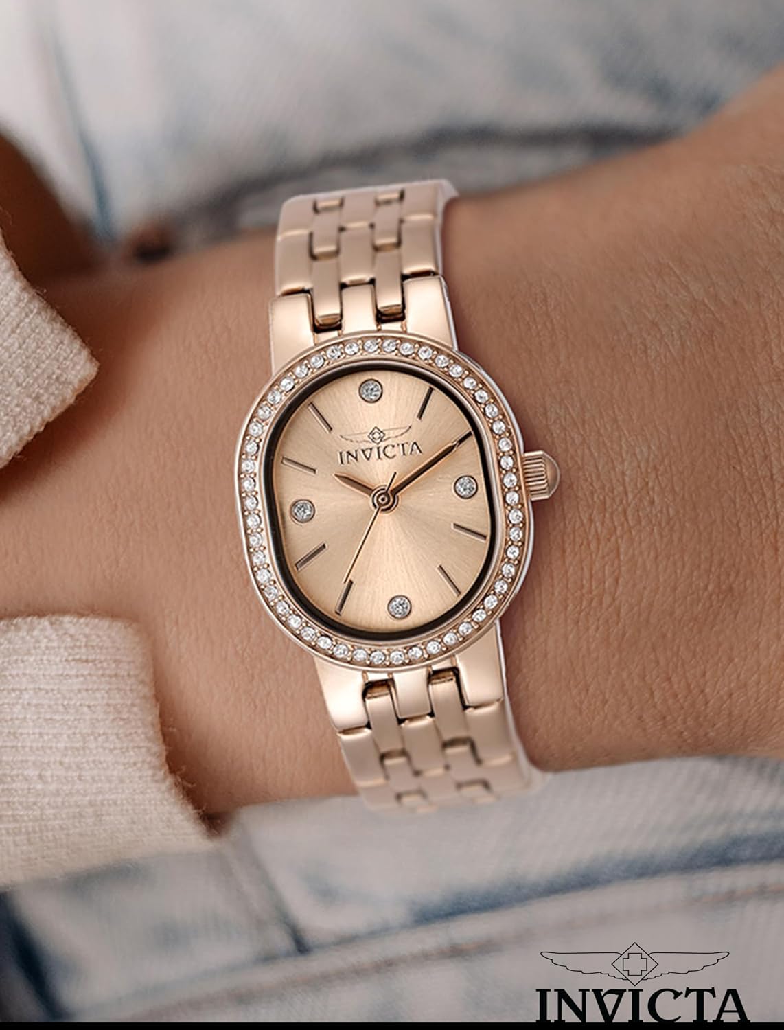 Invicta Angel Lady 20mm Stainless Steel Rose Gold Silver+Rose Gold dial PC21J Quartz - Image 2