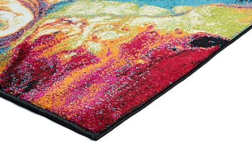 Miniatura 7 de Soleil - Alfombra multicolor de 5 x 7 pies, alfombra de área para sala de estar y dormitorio, alfombra abstracta moderna de entrada, alfombras para