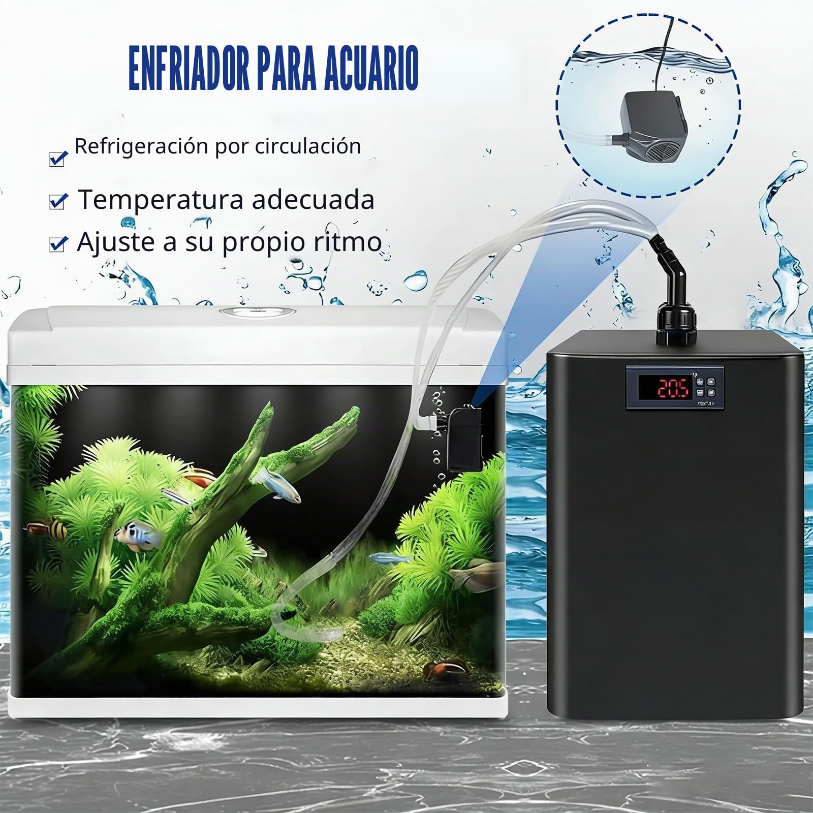 Enfriador de Agua para Acuario para Tanque de Peces compresor de refrigeración Axolotl Agua Salada, Medusas de Coral de Agua Dulce 300L/79gal | compresor de refrigeración Axolotl Agua Salada, Medusas de Coral de Agua Dulce