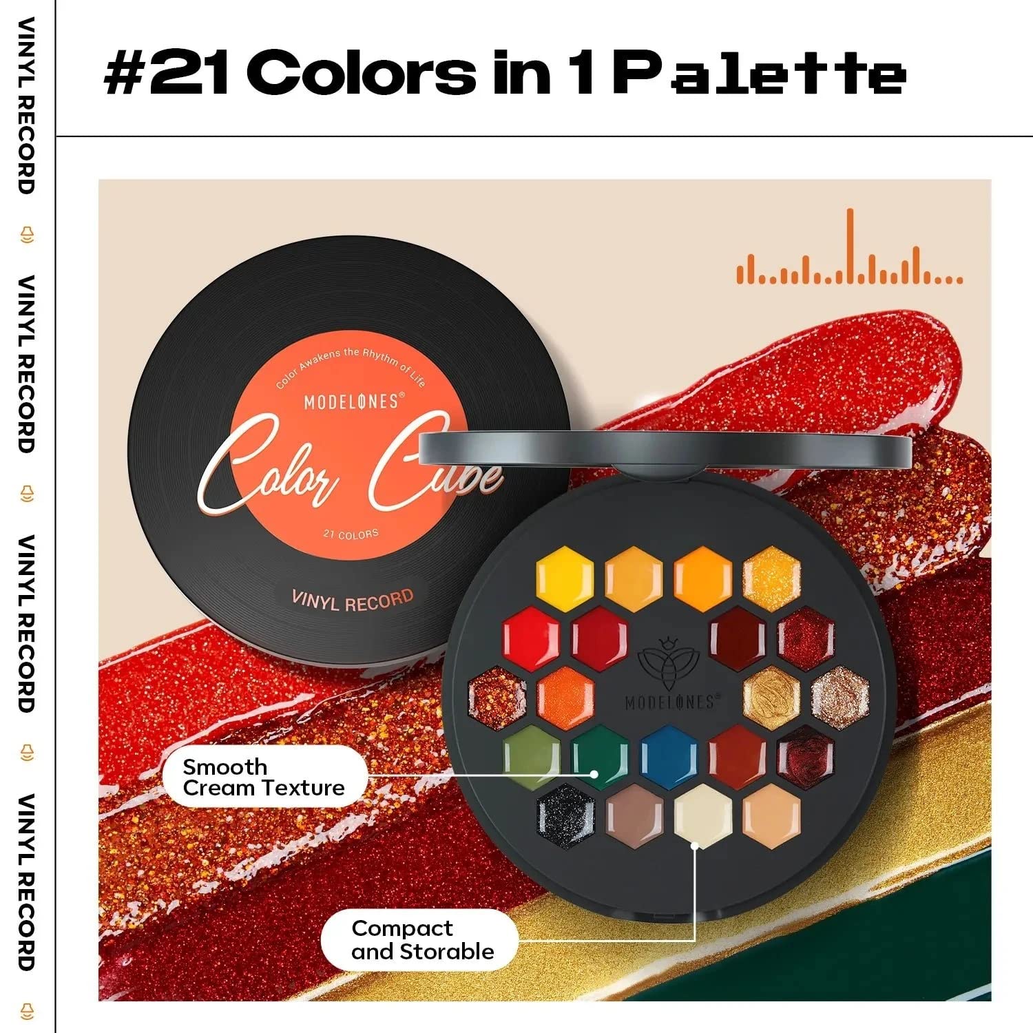 MODELONES Evoke Memories Orange Green Red Solid Gel Polish Nude Brown Glitter Pudding 21g Gel Nailpolish 21 Shade in 1 Palette Solid Cream Gel Nail Polish Need UV Light to cure UV Gel Polish 1