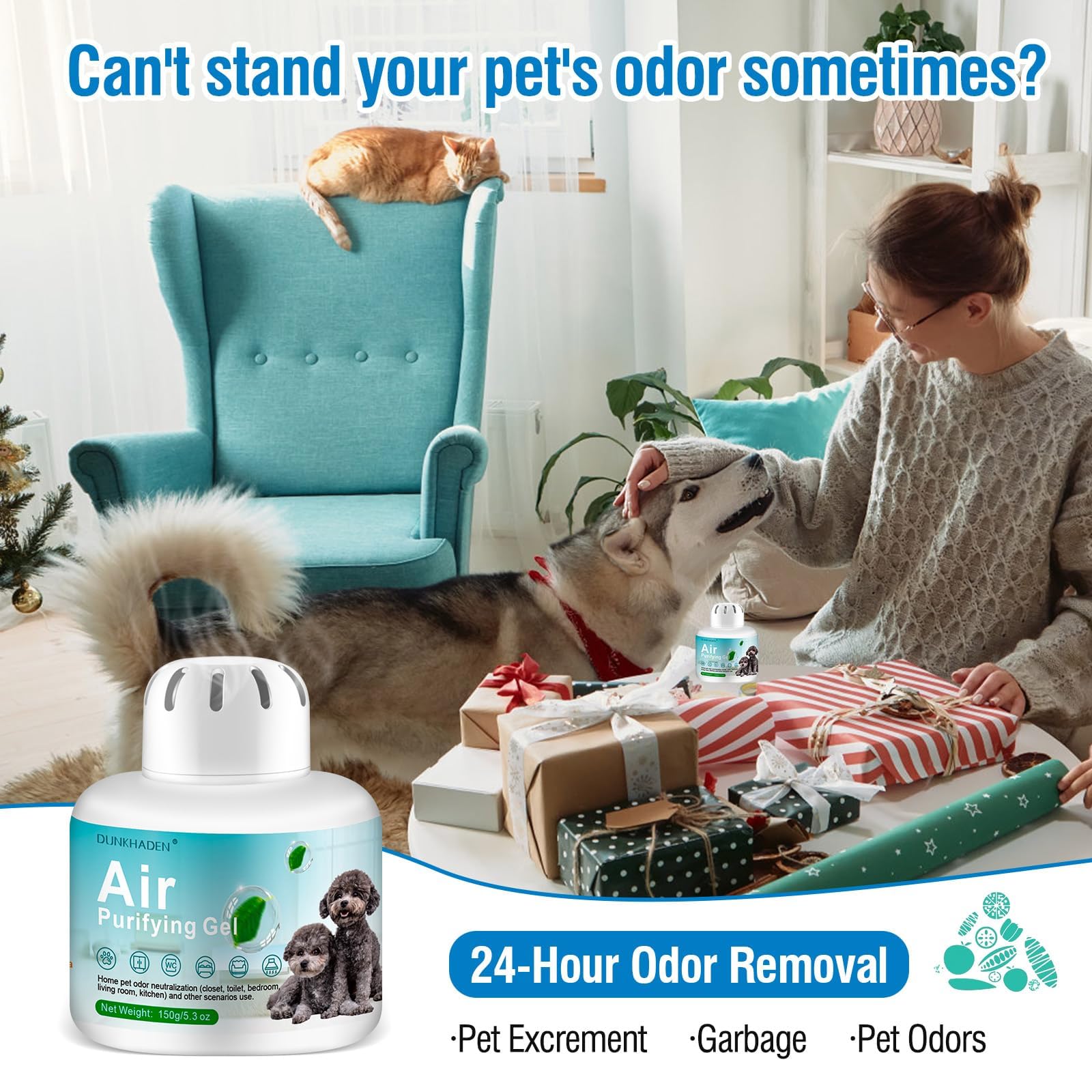 Eco-Friendly Odor Absorber Box for Pets,Pet Odor Eliminator Gel, | 5.3 oz,90-Day Long Lasting | Plant-Based, Safe Around Cats & Dogs | Continuous Air Freshener for Home - image 2