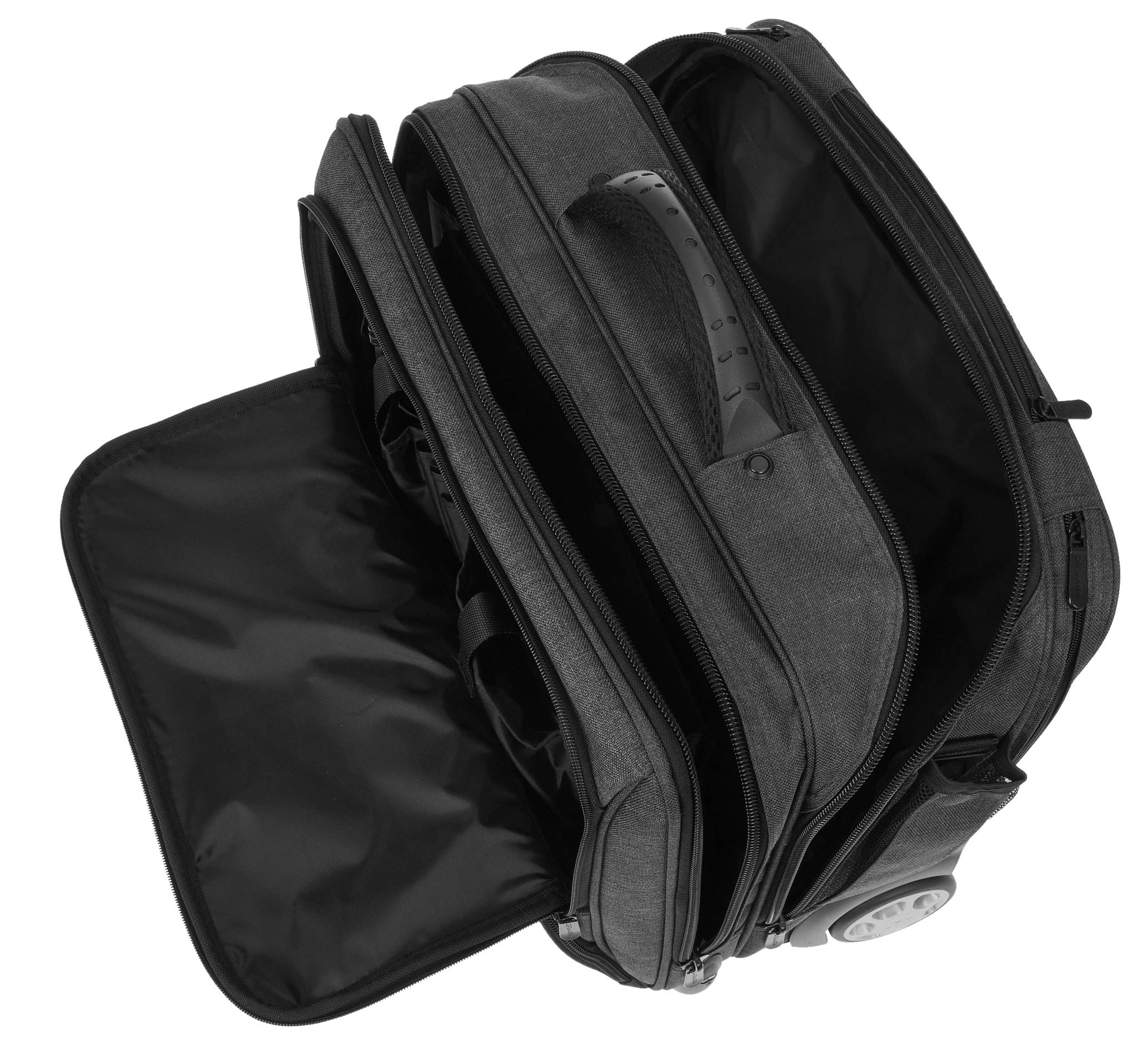 Trolley Pilotentrolly mit Notebook - Polstertasche Trolly 17 Zoll + Ledermäppchen (ANTHRAZIT Two Tone)