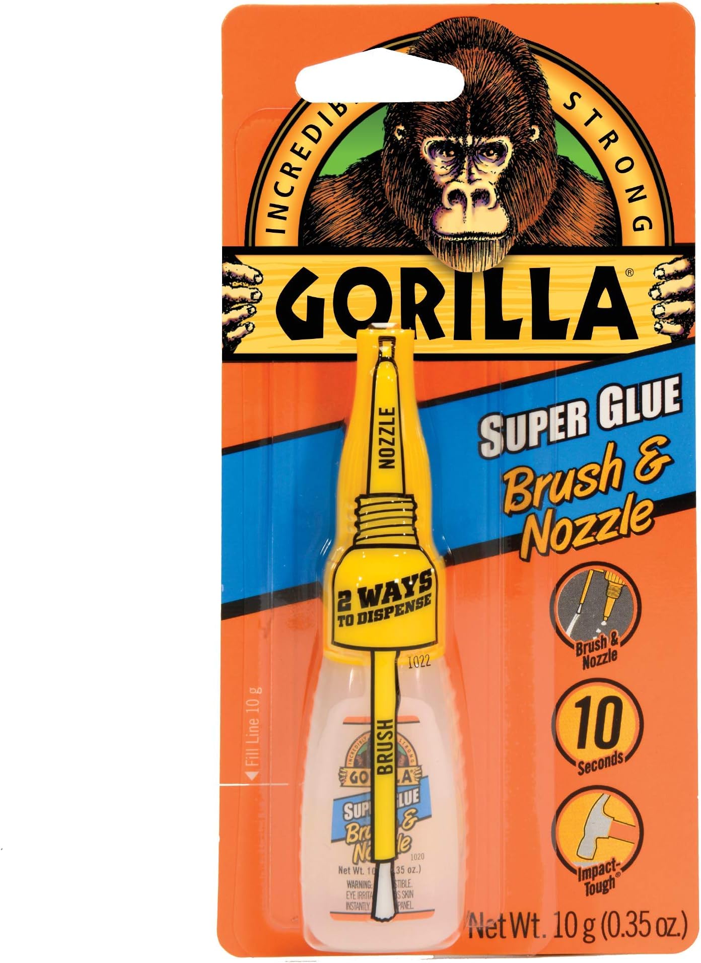 Gorilla Rubber Cement with Brush Applicator, 4 Fl oz, Clear