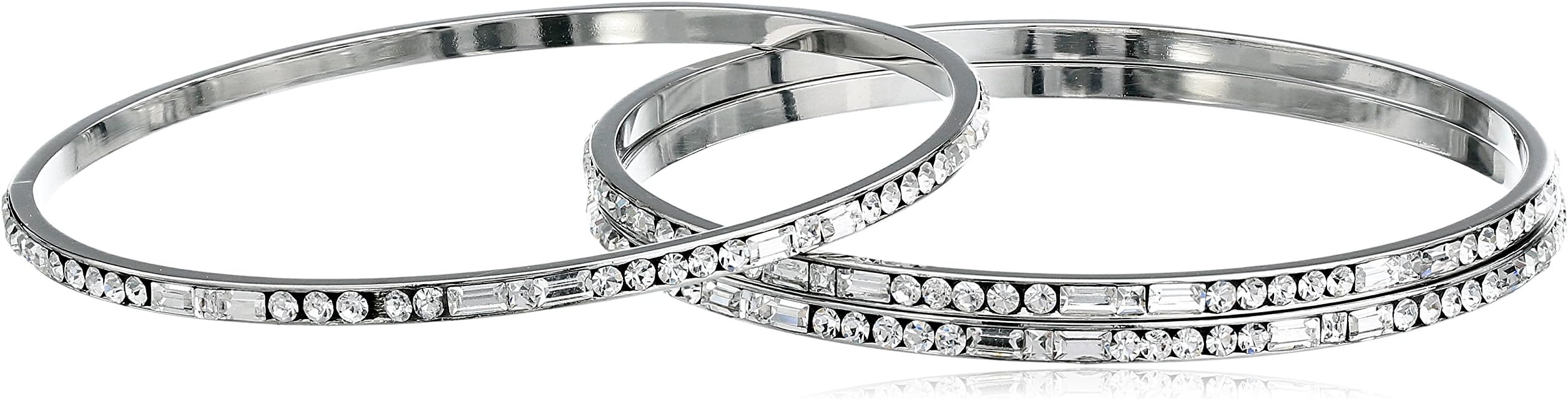 "Crystal Basics" Metal Deco Crystal Set of 3 Bangles