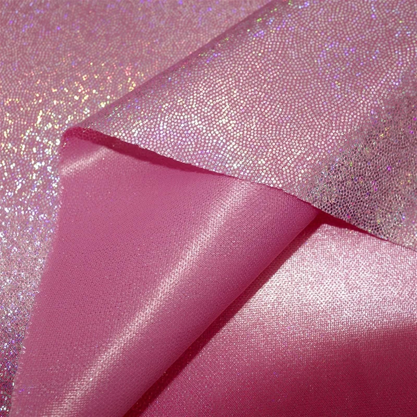 Glitter Metallic Fabric, Shiny Iridescent Holographic Polyester Fabric Various Sizes Wedding Party Doll Decor DIY(3,50CMx150CM)