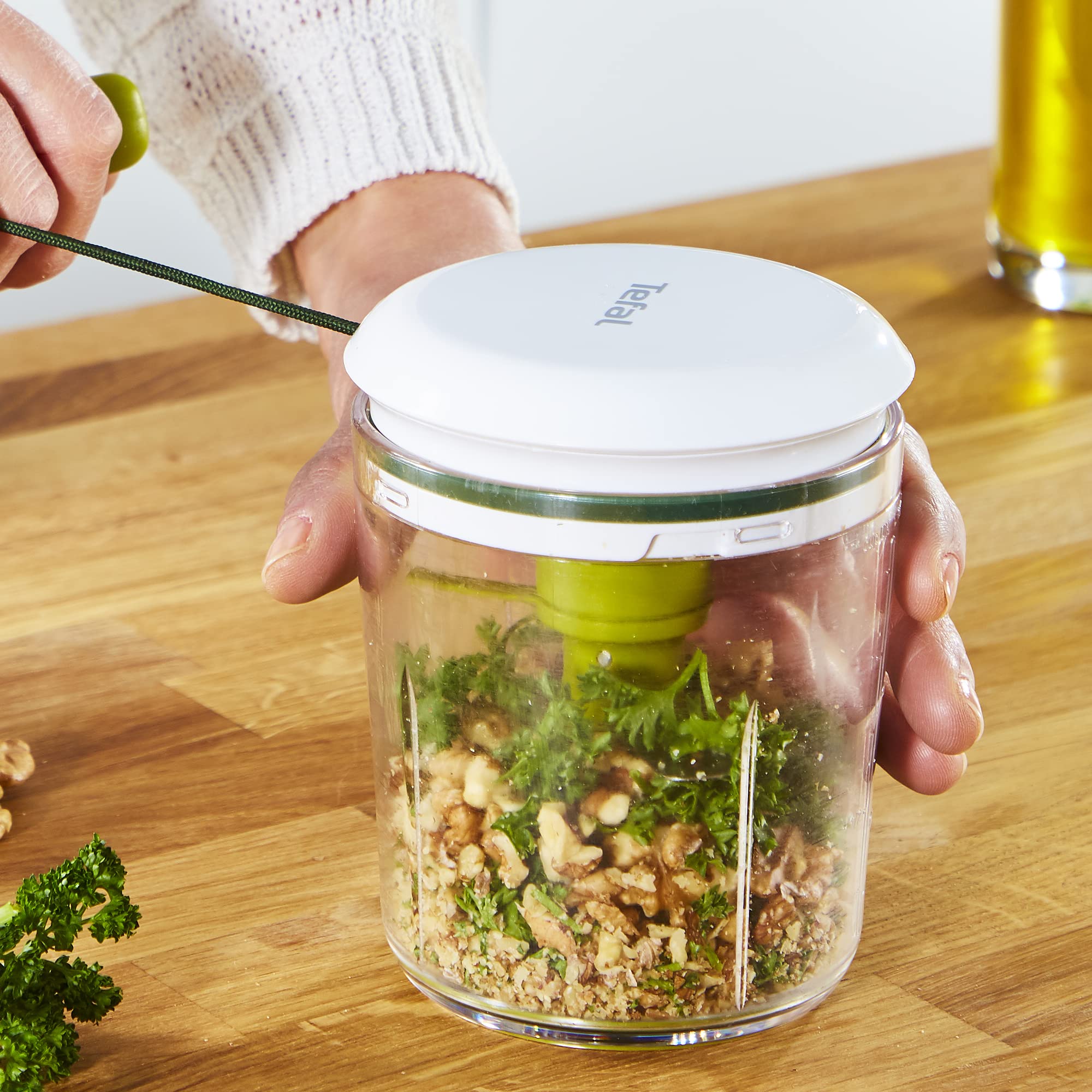 Tefal 5 Second Chopper Shaker K16441-5 secondi, tritatutto manuale da 450 ml, tritato grossolano, medio e fine, lame in acciaio inox, senza elettricità, base antiscivolo e facile da pulire