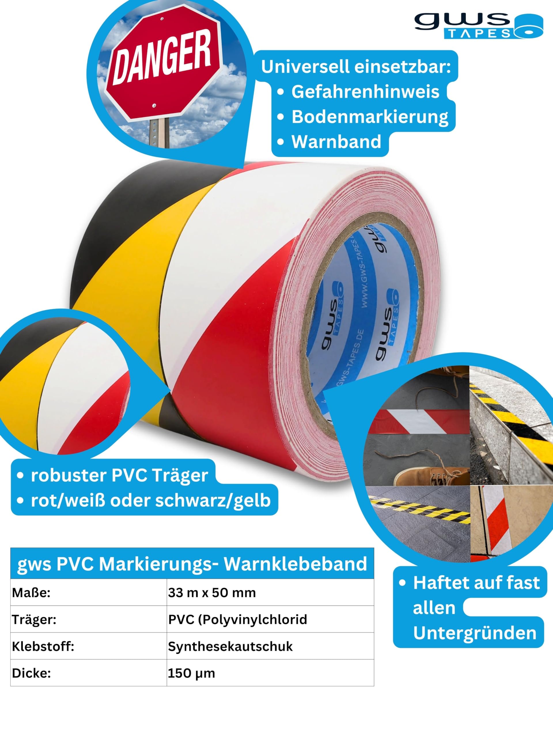 BOMEI Warnklebeband Grün - 100mm X 33m PVC Sicherheitsband