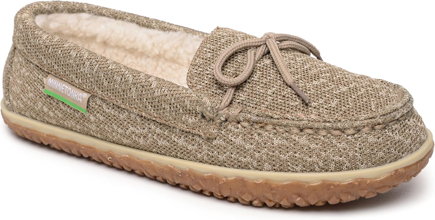 Minnetonka Women’s Eco Oak - Mesh Slip-On Shoes Crafted with 50% Recycled Berber Lining, 100% Repurposed Plastic Fabric and Laces, Removable Contoured Footbed, and MinnTREAD Rubber with 5% Rice Husk