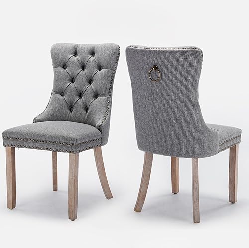 Miniatura 132 de Juego de 6 Sillas de Comedor Tapizadas en Terciopelo, Sillas Laterales de Cocina de Estilo Moderno con Ribete de Tachuelas y Patas de Madera, Anillo