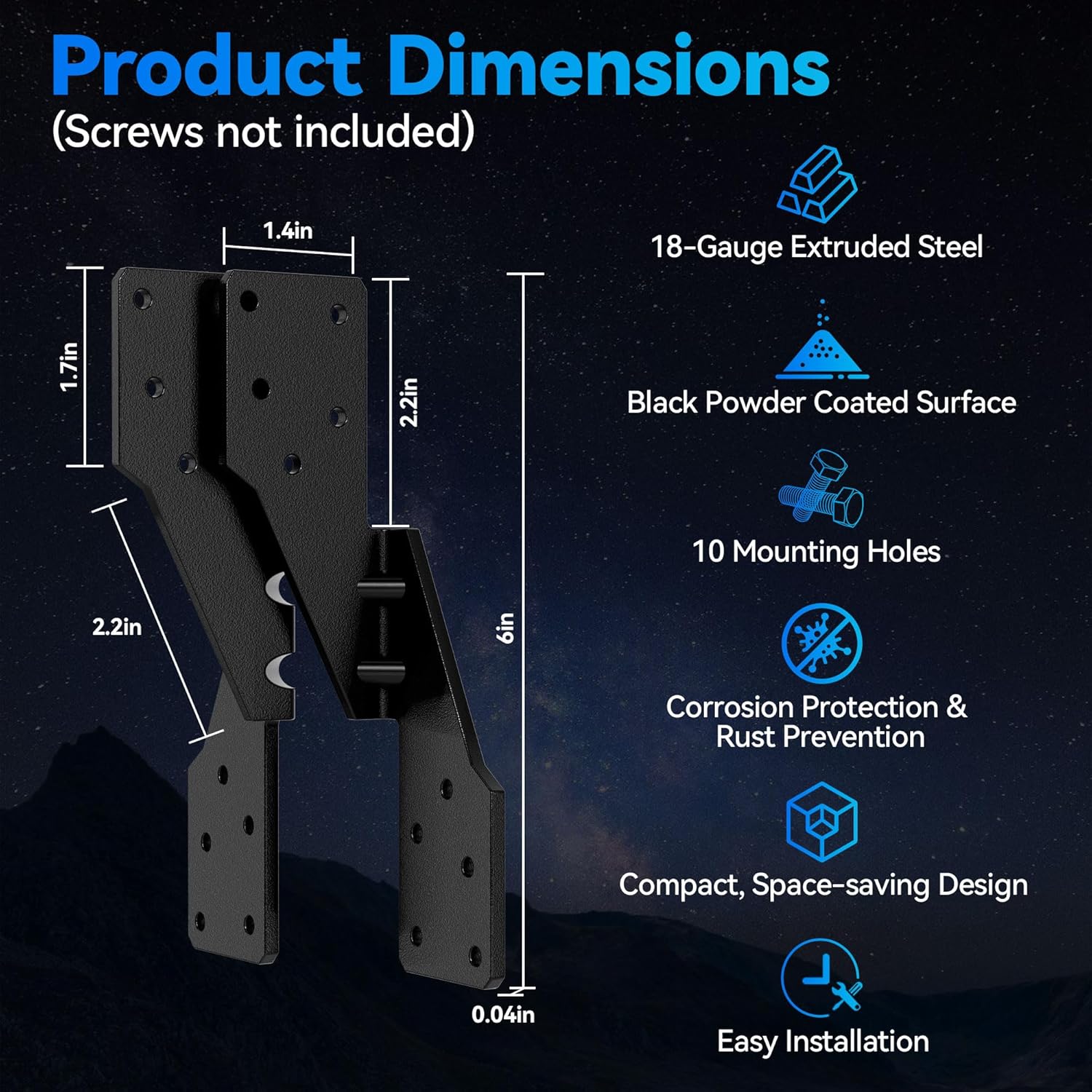 50 Pack Hurricane Ties for Rafters, Hurricane Straps Brackets with Strong Black Powder-Coated, Trusses/Rafters Ties,Rafter Hanger Hurricane Clips, H2.5A 18-Gauge Extruded Steel Black