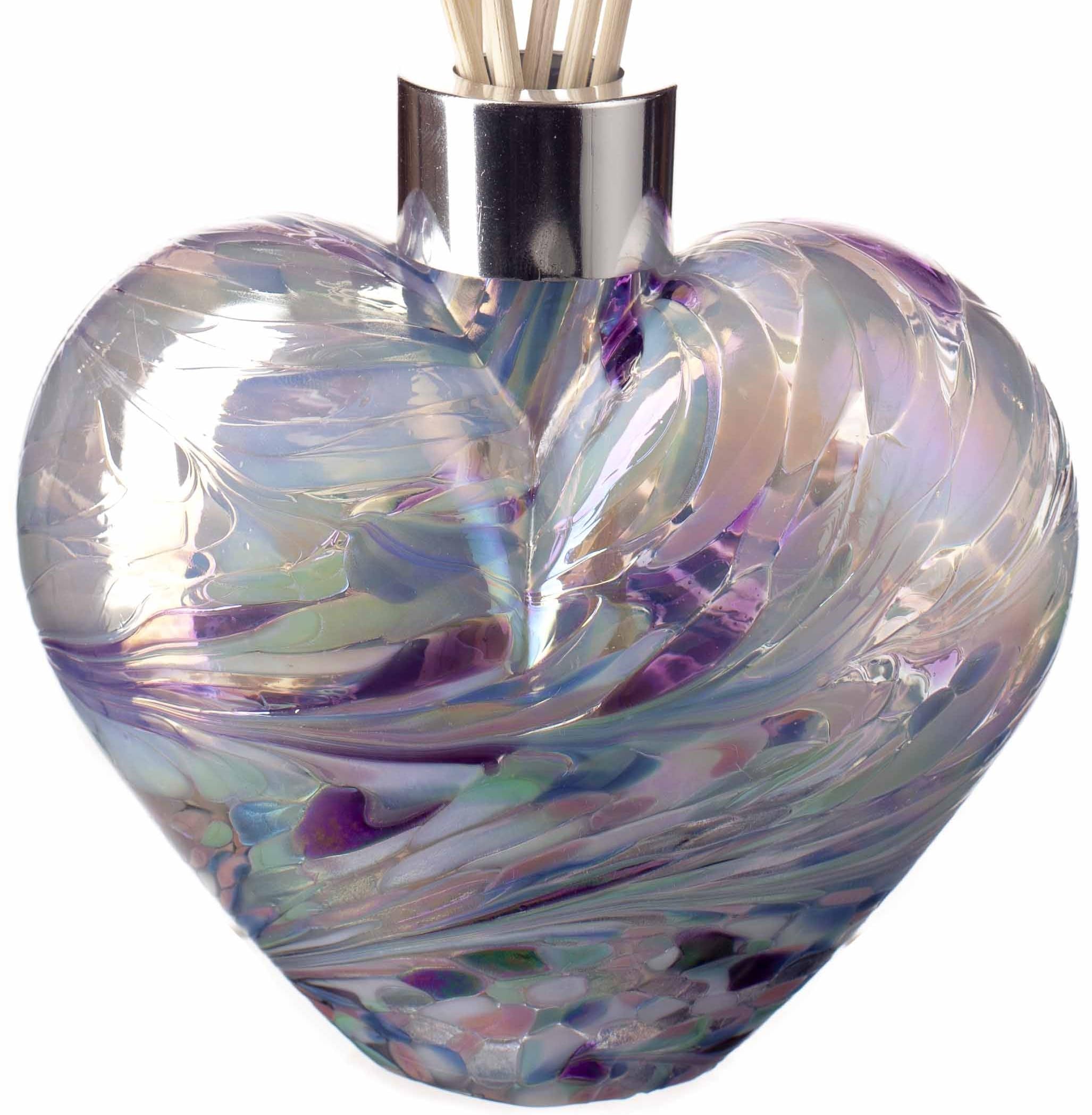 Amelia Art Glass Pink & Blue Reed Diffuser Heart