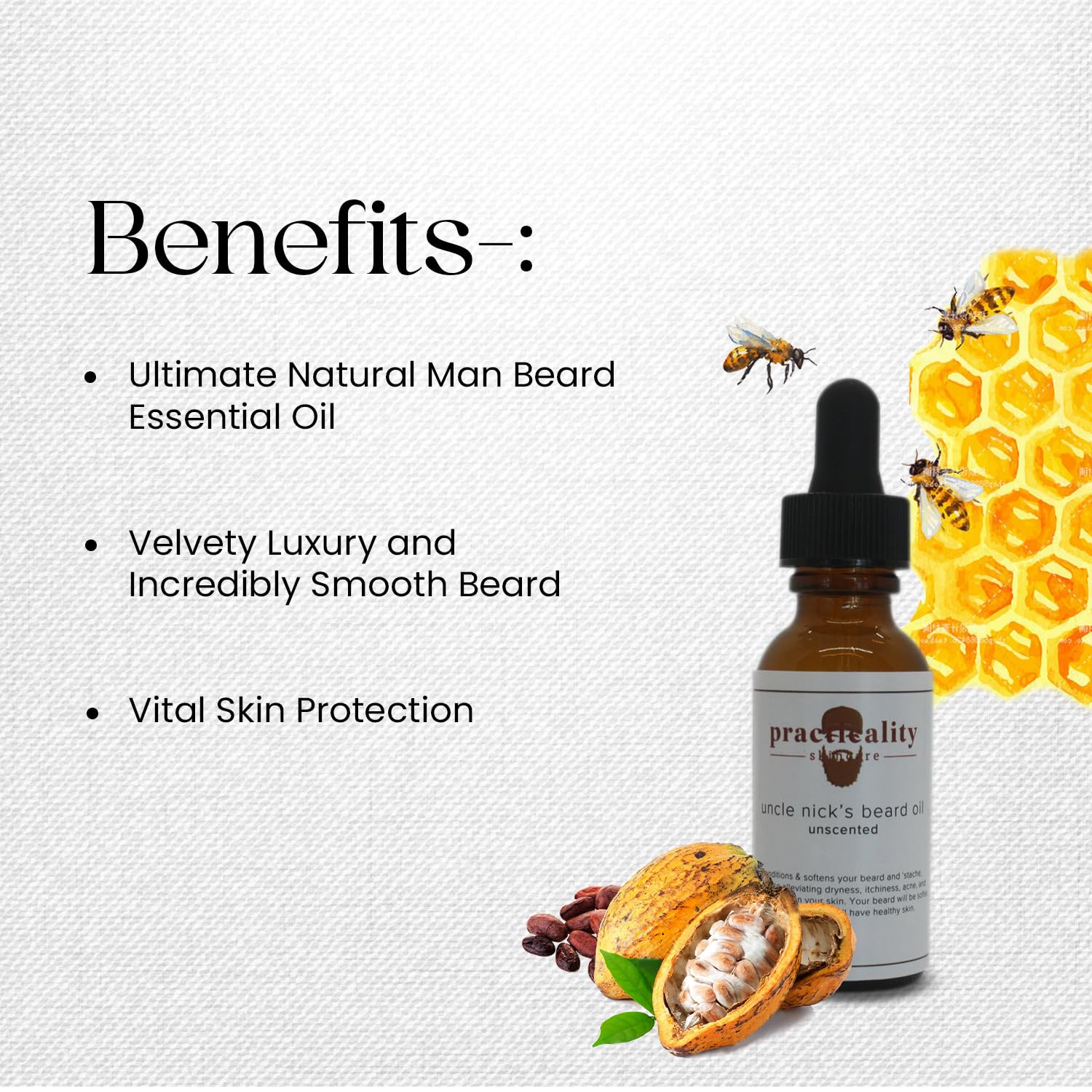 Practicality Uncle Nick's Beard Oil unscented| Best Beard Oil |Fragrance Free |30 ML | 1 Pc
