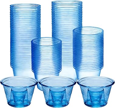 200 Pack 3 oz Clear Plastic Bomber Cups, Bulk Disposable Blue Jager