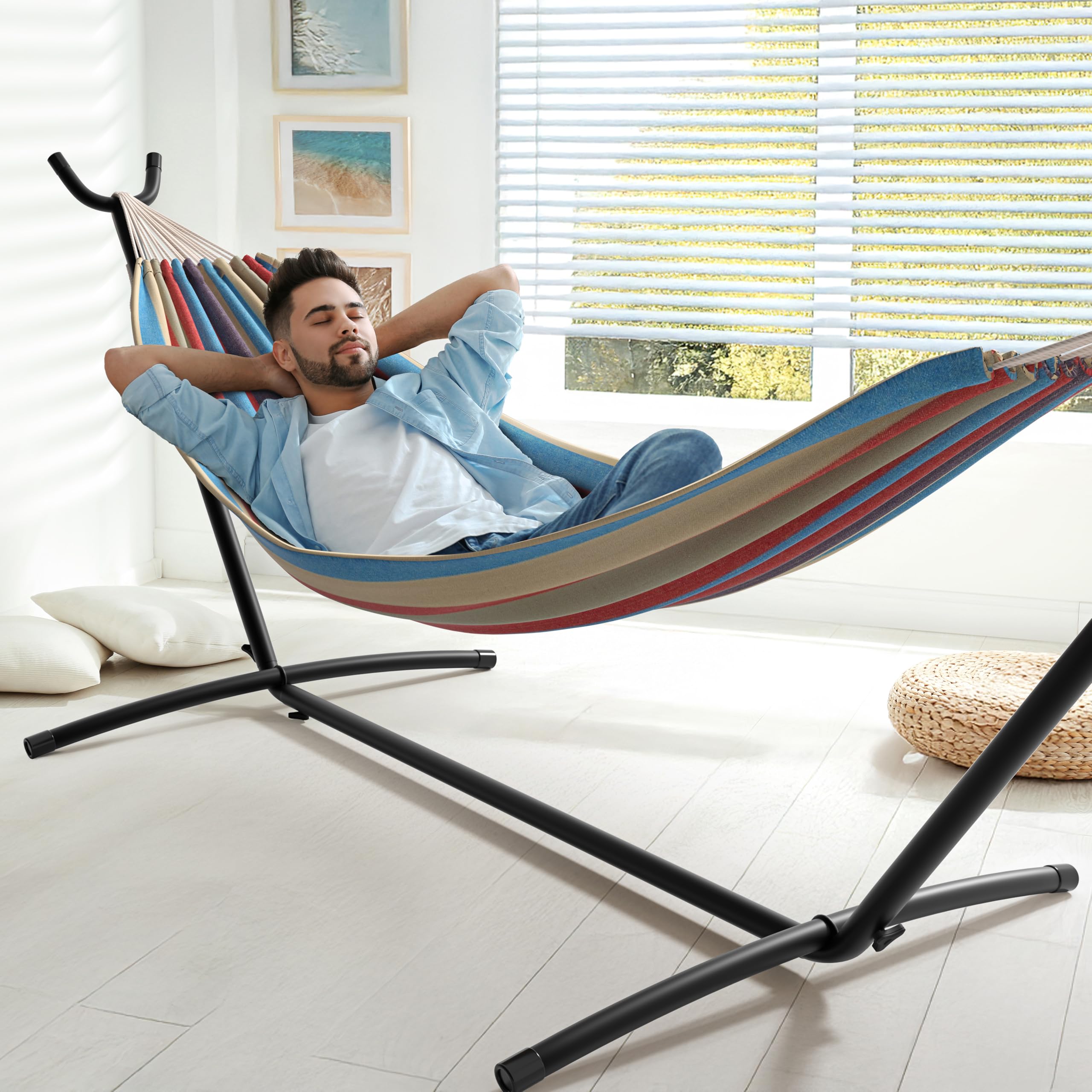 Amazon.de: Hersbrucker Doppel-Hngematte mit Stnder aus Stahl zwei Person  verstellbar Hngematte Bett  Storage Tragetasche im Lieferumfang enthalten