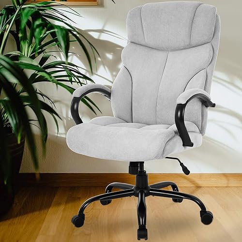 Miniatura 2 de PayLessHere Silla de oficina grande y alta, silla de escritorio de 500 libras, asiento ancho, silla ergonómica con brazos y soporte lumbar, de piel