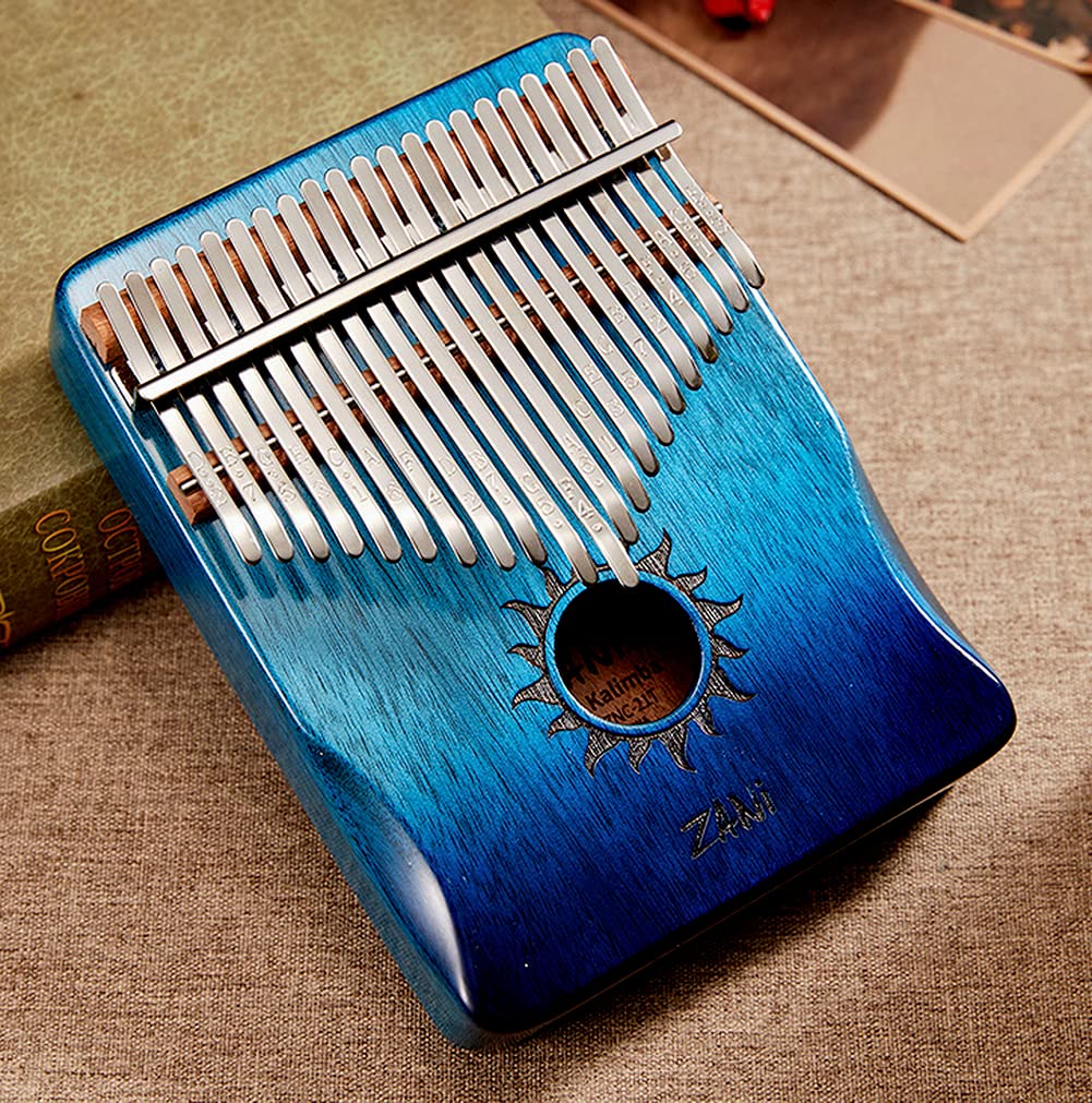 Kalimba - 21 tasti per pianoforte a dito con pollice e tastiera in mogano, per principianti, colore: Blu