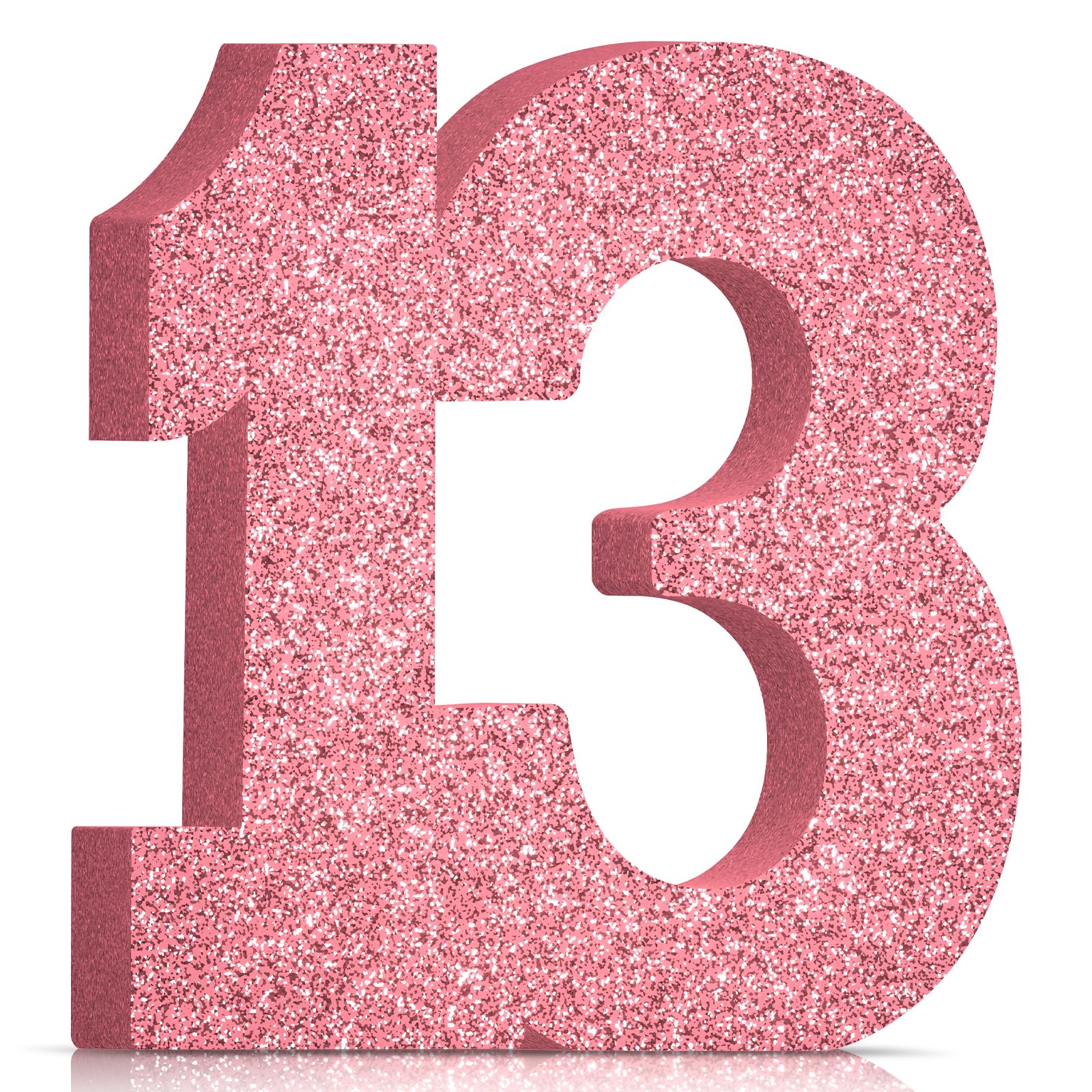 MOORAY 13th Birthday Decorations for Girls, Pink Gold Glitter 13th Birthday Party Centerpieces, Number 13 Table Topper Decor