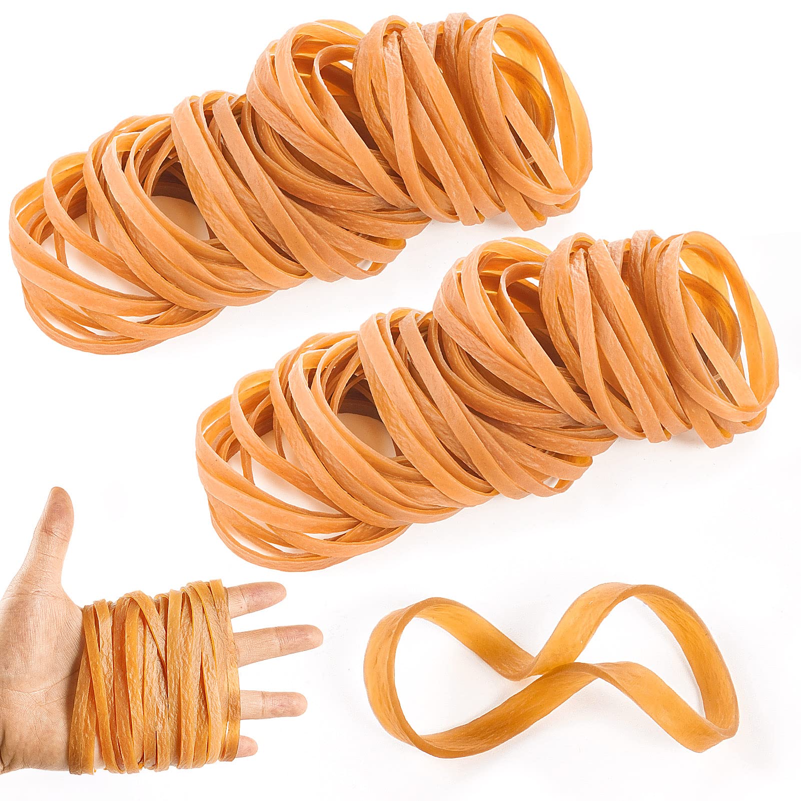 ruggitoRubber Bands, Pack of 100 Rubber Rings, Wide 60 x 3 mm, Household Rubber, Durable and Tear-Resistant Rubber, Reusable Office Household Rubber, Dark Yellow