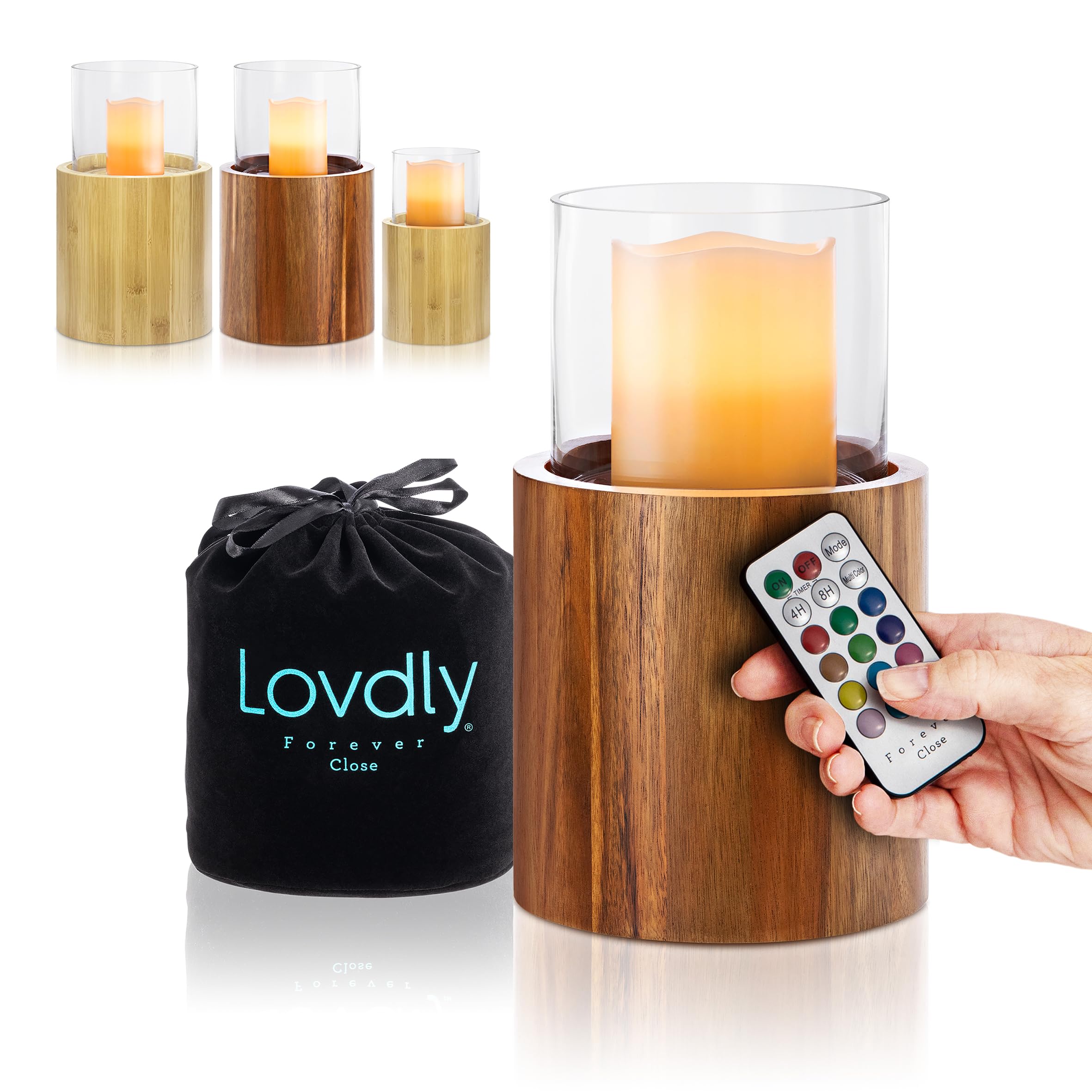 LovdlyCremation Urn for Human Ashes | Medium-Small Keepsake Urns for Adult & Pet Ashes | Decorative Urn Made from Premium Wooden Base with Glass Top & Flameless LED…