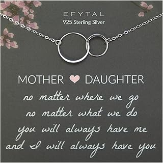 Mothers Day Gifts from Daughter, Sterling Silver 2 circle Necklace, Mothers Day Necklace for Mom, Mother Daughter Gift, Mothers Day Presents, Gifts for Mom from Daughter, Mothers Day Jewelry