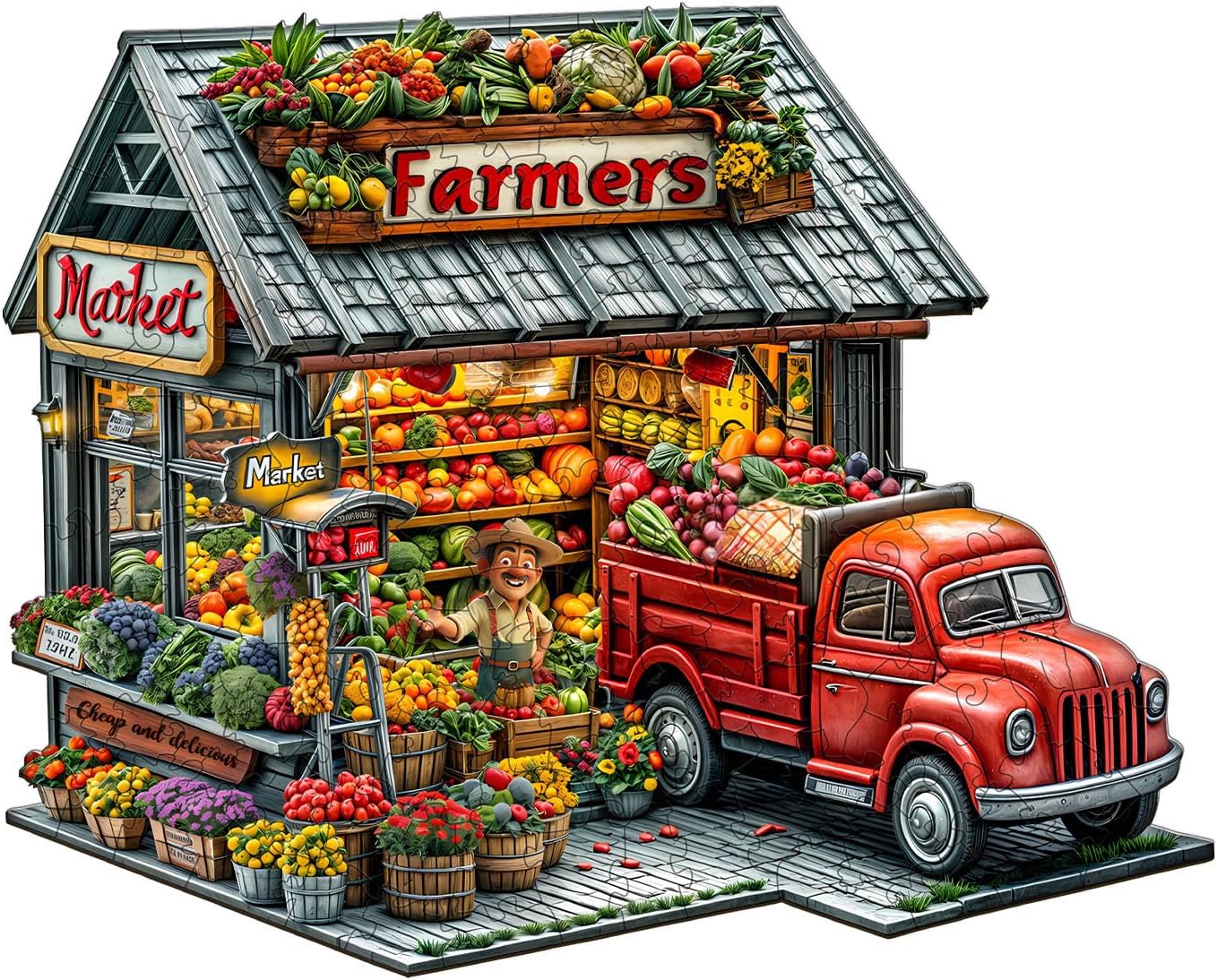 Wooden Puzzles for Adults - Strawberry Hut Wooden Puzzle, Unique Shaped Wood Jigsaw Puzzle for Adults, Wood Puzzles Adult, Gifts for Family, Wall Art Home Decor (240pcs 13.4 * 12.3in L)