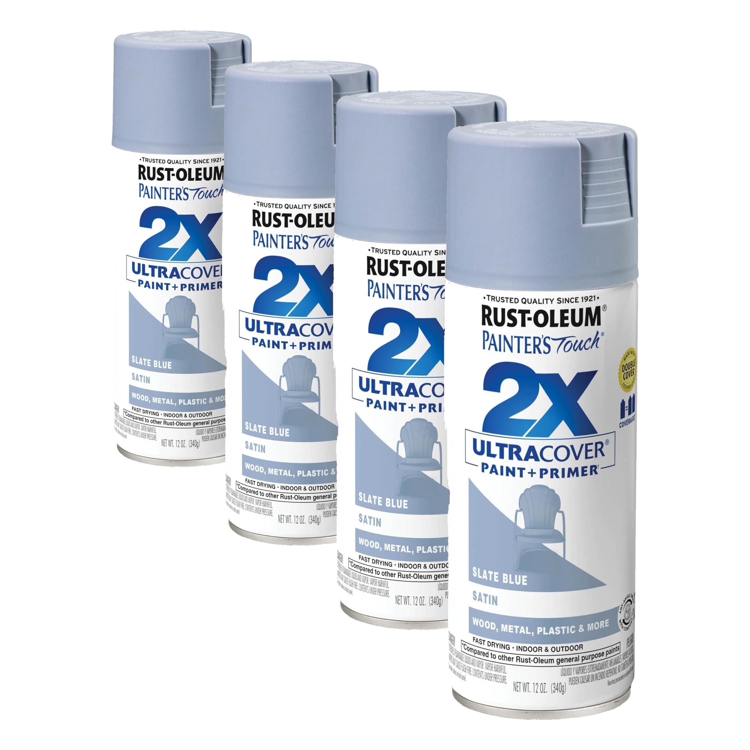 Rust-Oleum 249066 Painter's Touch 2X Ultra Cover Spray Paint, 12 oz, Satin Slate Blue (Pack of 4)