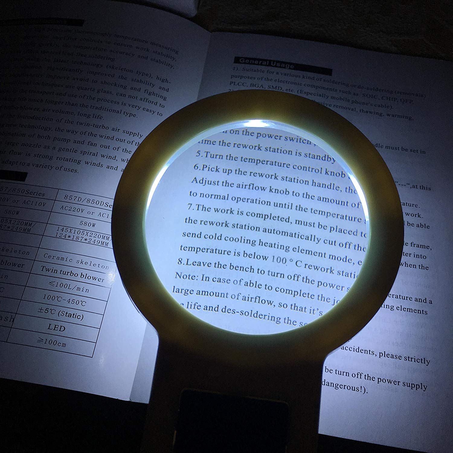 Catchex Handheld LED Reading Magnifier Lens - Magnifying Glass with Built in 10 LED Lights Jewelry Loupe