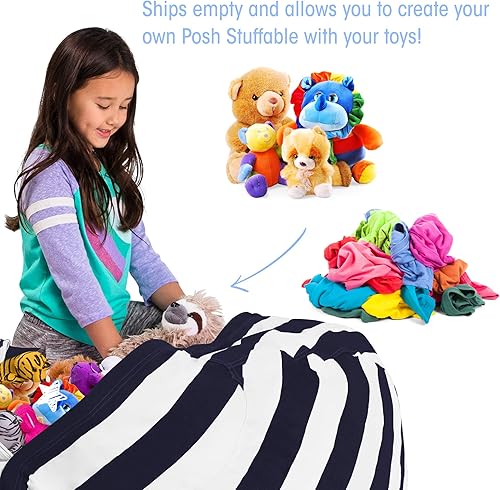 Miniatura 259 de Posh Funda de Silla Puf Rellenable para Almacenamiento de Animales de Peluche para Niños - Organizador de Juguetes Infantiles, Grande-38 - Lona