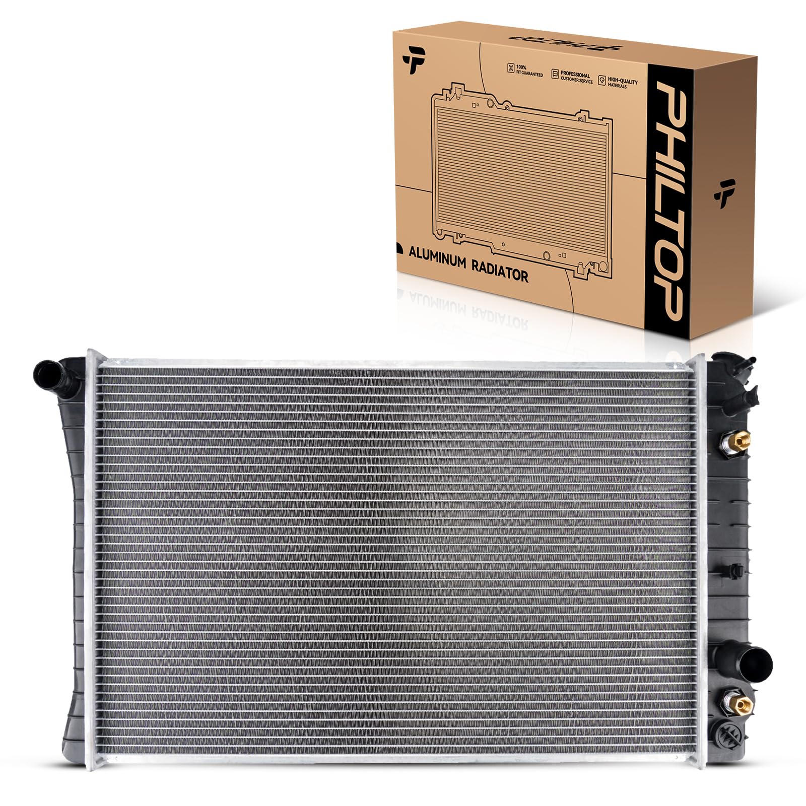 PHILTOP Core Radiator Compatible with 1982-1992 Camaro 1989-1990 P20/P30/P2500/P3500 5.7L 1982-1992 Firebird (26-1/4 in. Between Tanks; w/o A/C)