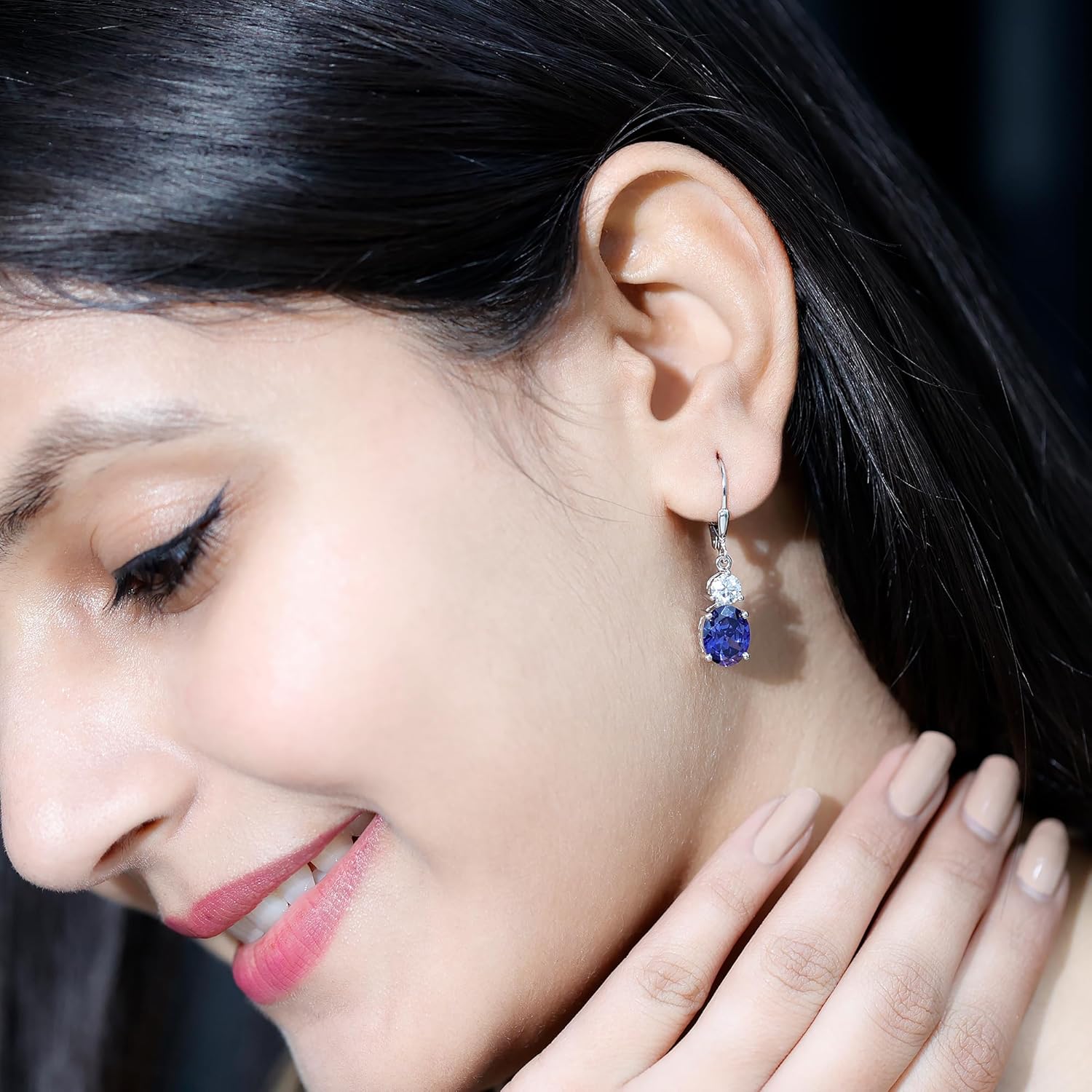 Certified 8 Carat Moissanite/Lab Grown Gemstone Hoop Earrings in Silver, AAAA Quality - Gift For Special Occasions