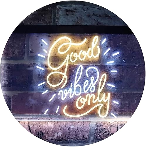 ADVPRO Good Vibes Only Man Cave Bar - Letrero de neón LED de doble color, blanco y amarillo, 16 x 12 pulgadas, st6s43-i3212-wy