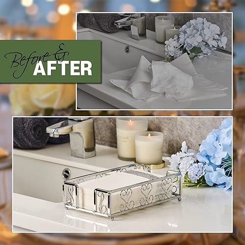 Vista 100 de Bandeja de acrílico para toallas de invitados para baño, soporte vertical para toallas de mano desechables, organizador de servilletas impermeable A