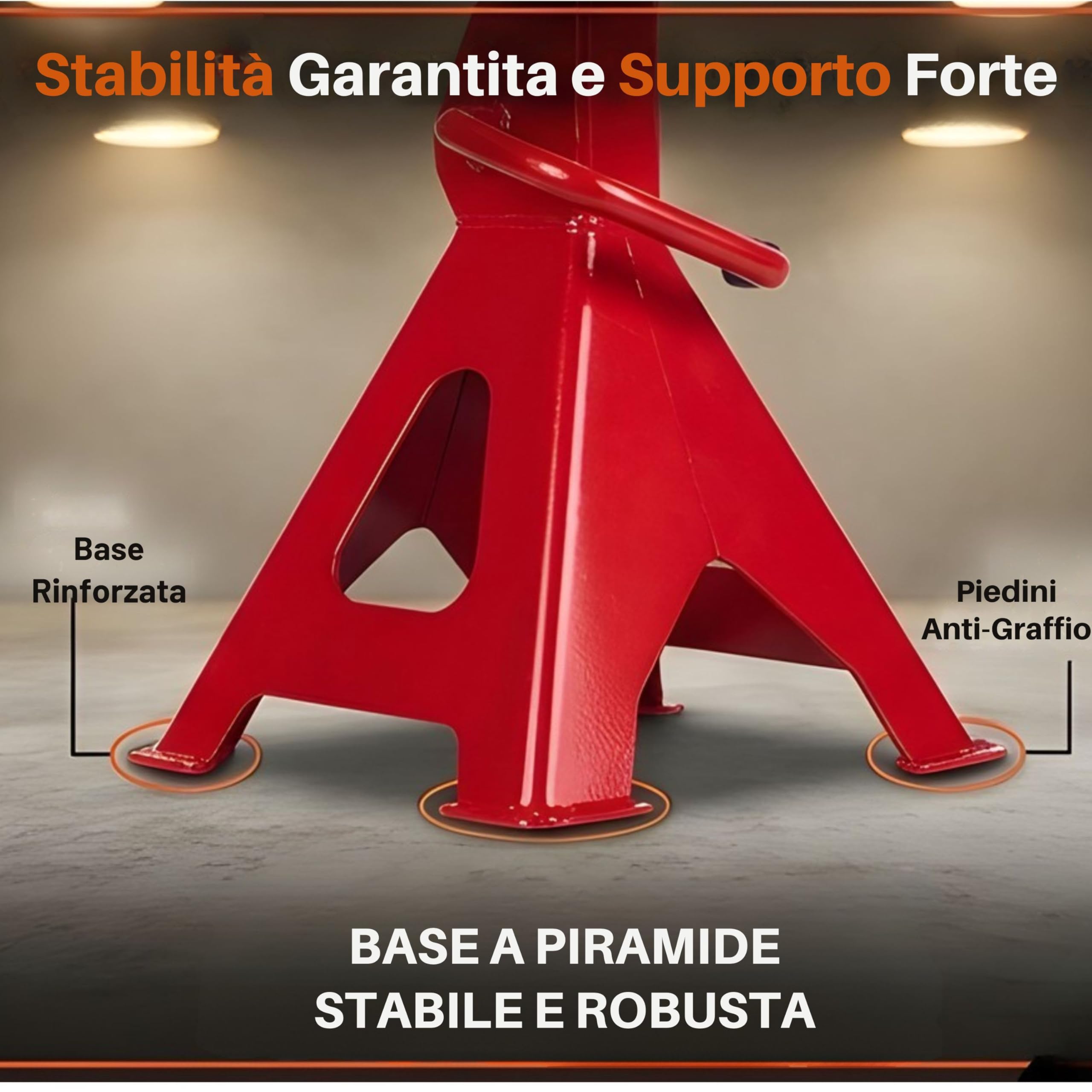 Yasta 2X Coppia Cavalletti Auto E Moto 3 Tonnellate Cambio Gomme | Sollevamento Veicoli, Doppio Blocco Perno Di Sicurezza, Altezza Regolabile 9 Livelli, Per SUV Furgoni Officina