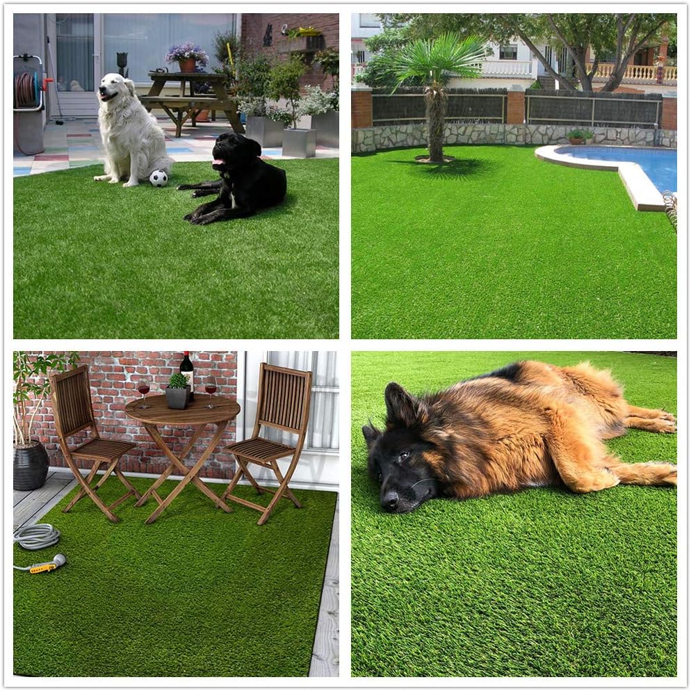 Premium Artificial Turf Grass 4x79 Ft 4-Tone 0.8" Pile Height, Durable Astroturf Fake Grass Rug, Synthetic Grass for Dogs Potty Indoor Outdoor Landscape with Drainage Holes