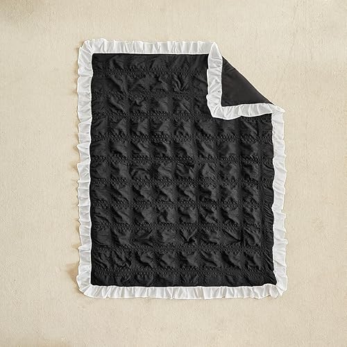 Miniatura 9 de Juego de ropa de cama para cuna con volantes, edredón acolchado boho para bebé con sábana ajustable y falda de cama - Ropa de cama con volantes de