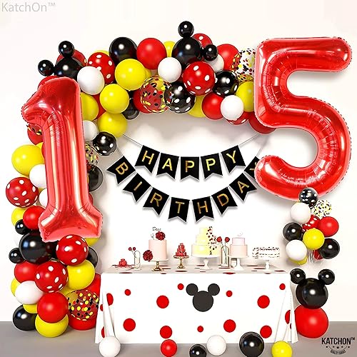 Miniatura 9 de Katchon, Globos rojos enormes del número 15, 40 pulgadas, globos del número 15, decoraciones de feliz cumpleaños 15 para niñas, decoraciones de