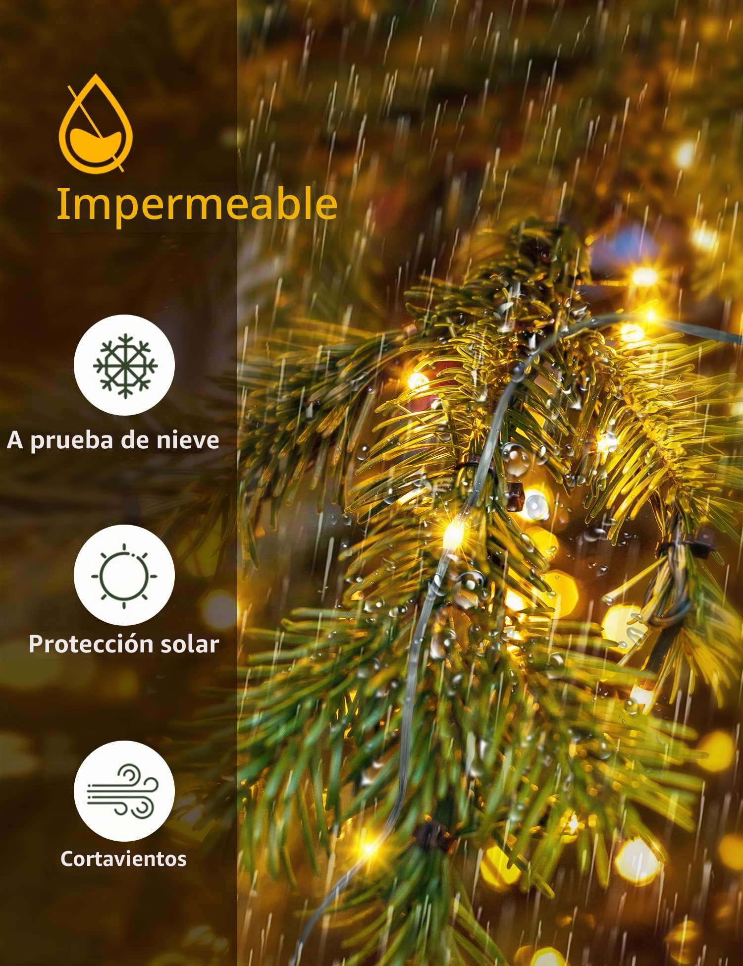 GYLEFY 3M*16 Luces Arbol Navidad para Exterior Interior-Blanco Cálido