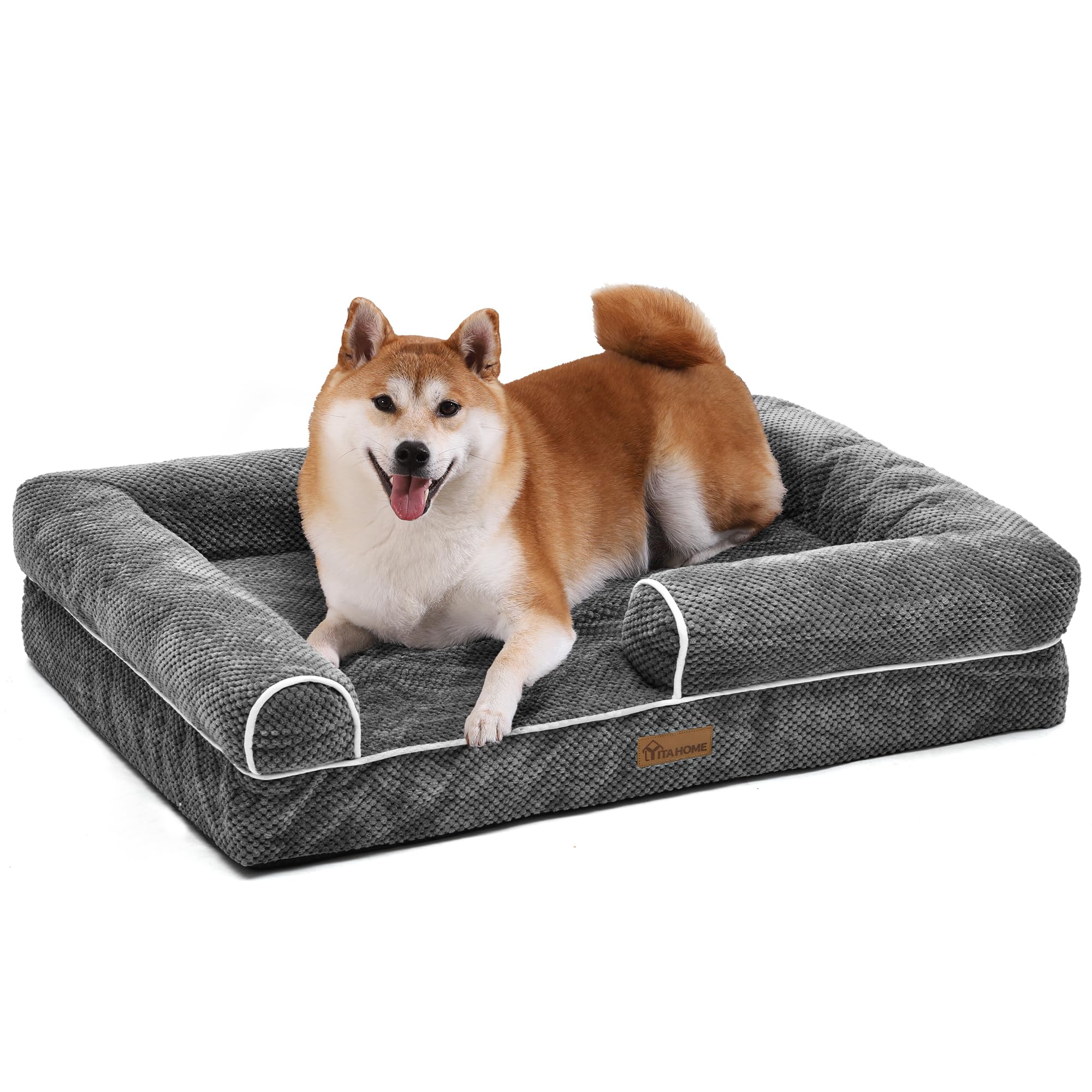 YITAHOME Divano letto per cani di media taglia, copertura rimovibile e lavabile, letto per animali domestici, morbido e accogliente, per cani di taglia grande ed extra grande, 89x63x18cm, grigio