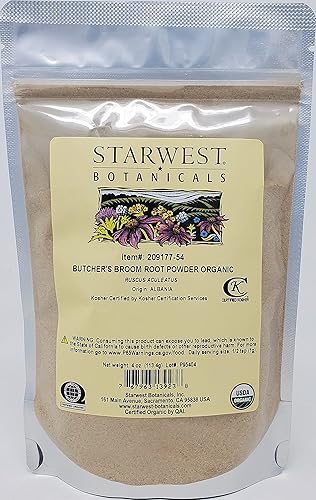 Starwest Botanicals Polvo de raíz de escoba de carnicero orgánico, 4 onzas disponible en Yaxa El Salvador