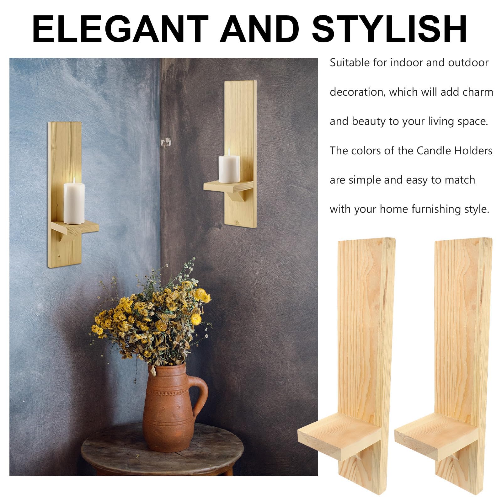 Apliques de Pared para Velas de Madera, Decoración Hogar