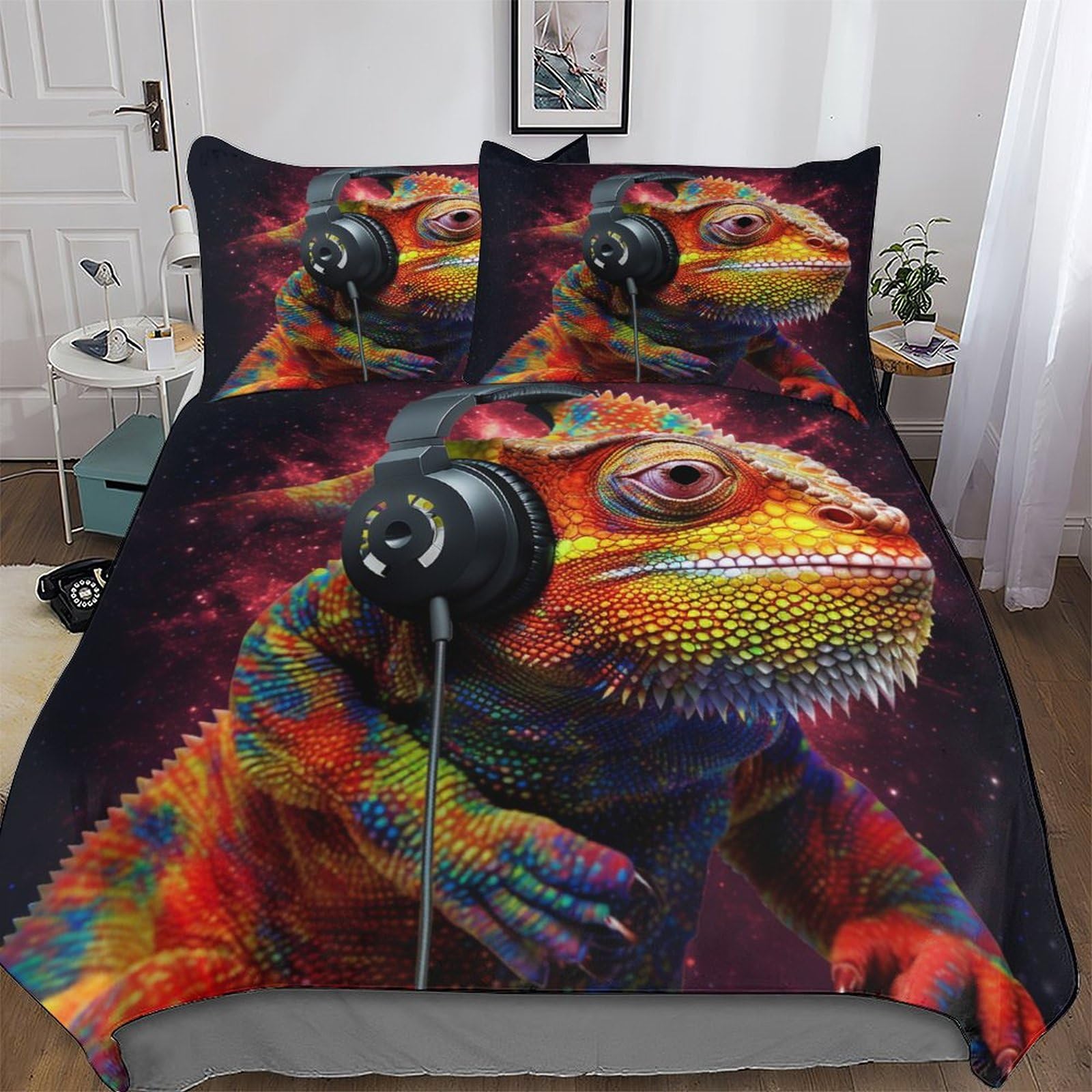 Housse de couette caméléon grand lit parure en microfibre douce pour une chambre d'enfant ou adulte