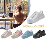 LUCKY STEP Rhinestone Sneakers pour les femmes Platform Sparkly Glitter Bling Tennis Chaussures Mode Bedazzled Mariage Fête de mariée Marche Sneakers