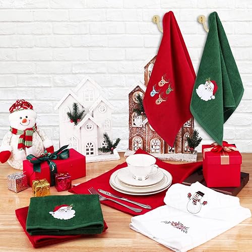 Miniatura 3 de Toallas de mano navideñas de gran tamaño para baño, 15 x 24 pulgadas, paquete de 6, toallas de cocina navideñas de algodón, juegos de toallas