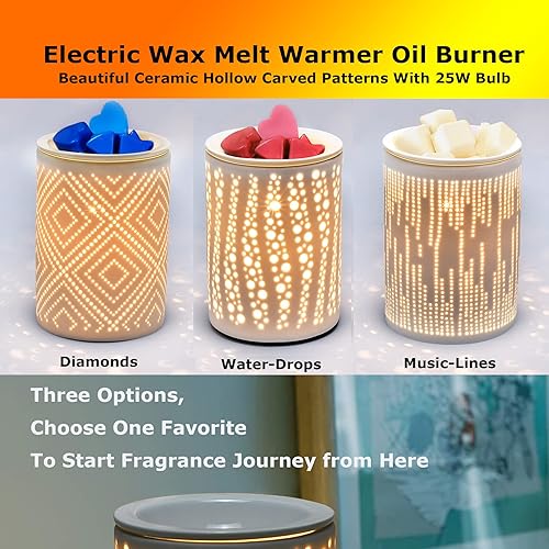 Miniatura 7 de Calentador de cera de cerámica para derretimiento, calentador eléctrico de cera para cera perfumada, calentador de velas con bombilla, cera